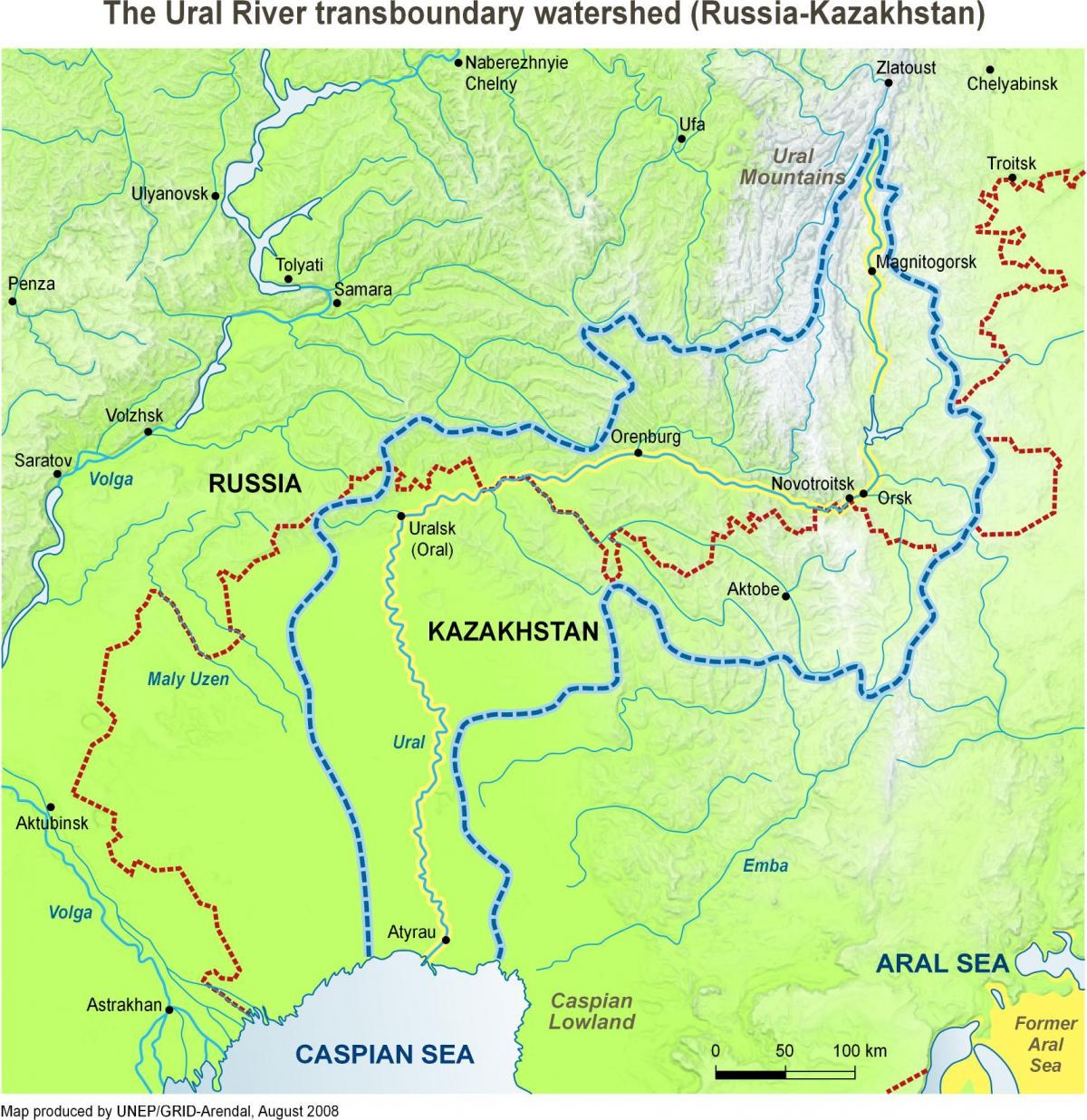 ನಕ್ಷೆ ಕಝಾಕಿಸ್ತಾನ್ ನದಿ